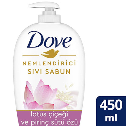 Savon liquide hydratant pour les mains Dove à la fleur de lotus et au lait de riz - Doux, testé dermatologiquement, 450 ml