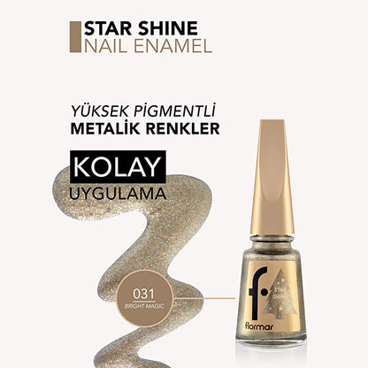 Vernis à ongles métallisé Flormar Star Shine - Hautement pigmenté, longue tenue, nail art spectaculaire
