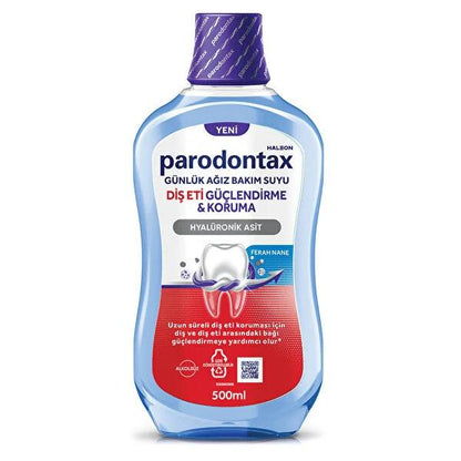Enjuague bucal diario Parodontax con ácido hialurónico 500 ml: mantiene la salud de las encías y la higiene bucal