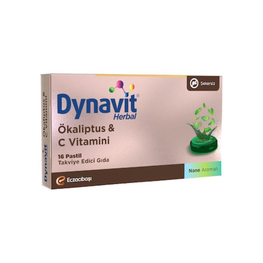 Dynavit Herbal Pastilles with Vitamin C & Eucalyptus - Sugar-Free Throat Lozenges