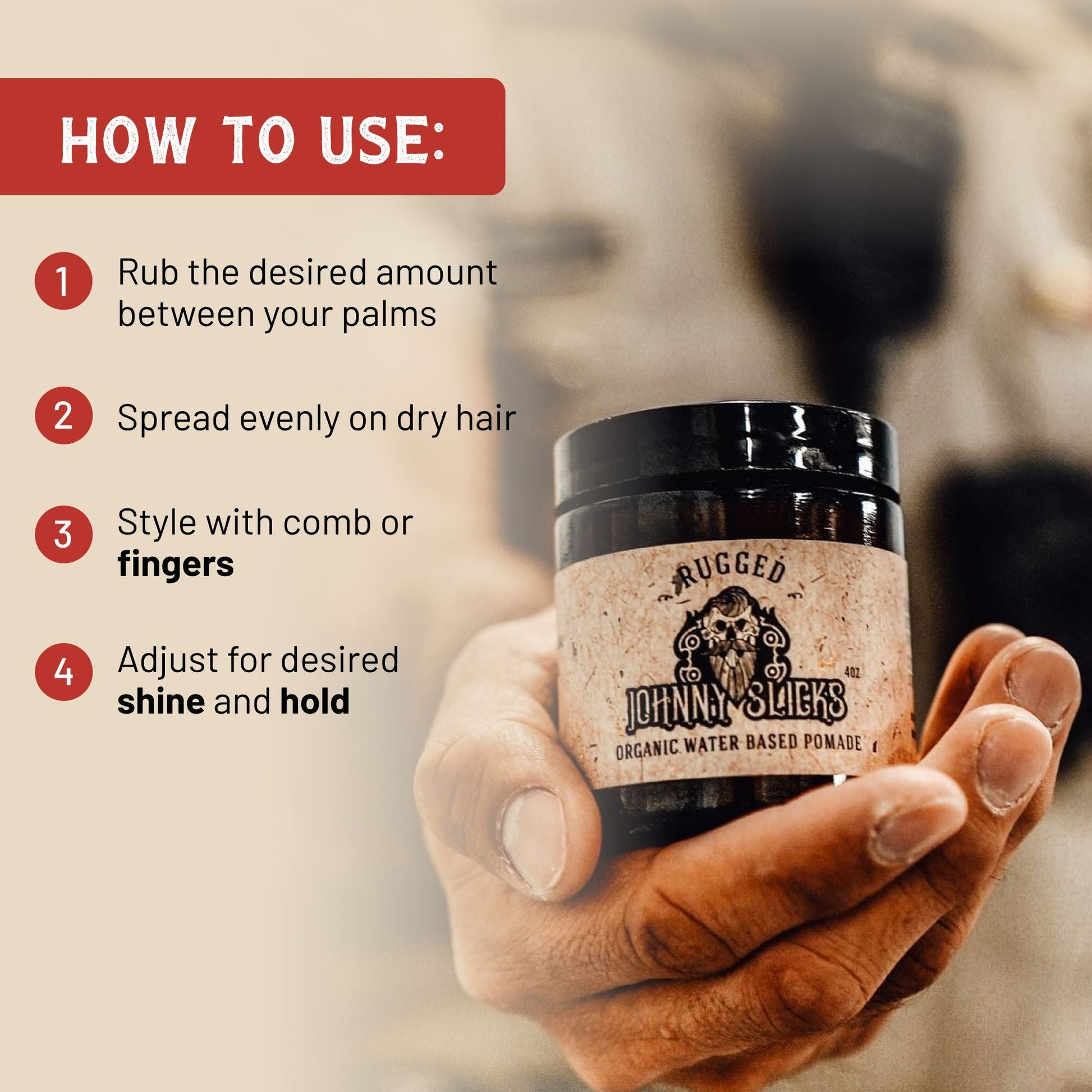 Johnny Slicks Organic Water Based Pomade Hair Styling Pomade Johnny Slicks