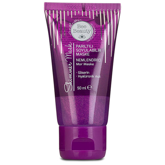 Masque visage peel-off hydratant à l'acide hyaluronique Bee Beauty : obtenez une peau éclatante et hydratée avec notre amusant masque pailleté violet (50 ml)