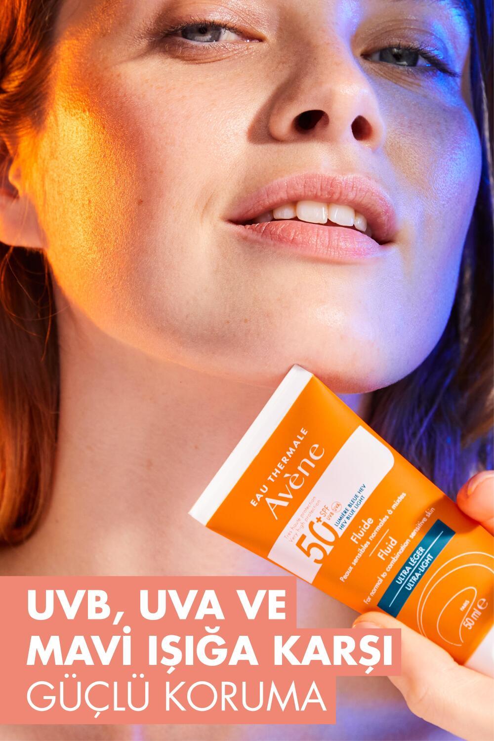 Avene Fluide SPF 50+ Sunscreen for Normal/Combination Skin - Lightweight, Non-Greasy, UVA/UVB/Blue Light Protection