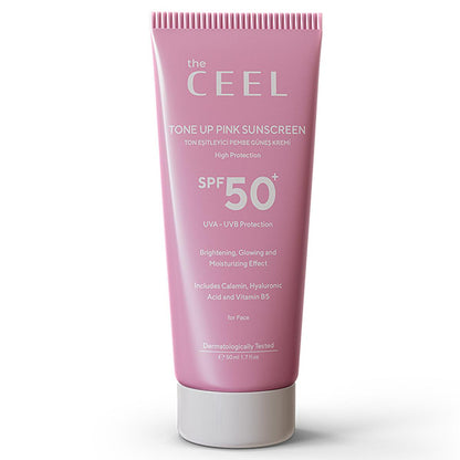 Crème solaire unifiante SPF50 Ceel teinte rose avec glutathion et acide hyaluronique - 50 ml