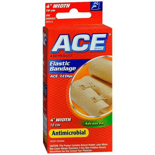 ACE Brand Elastic Bandage with Metal Clips, 4-Inch Width – Moderate Support & Compression Wrap First Aid Pasteur Pharmacy