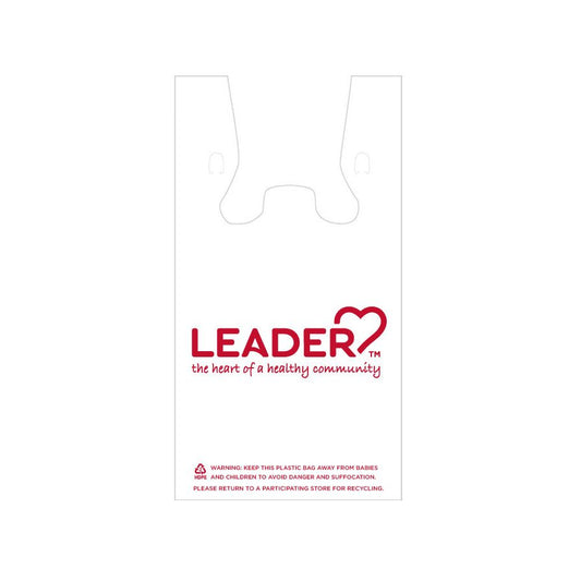 Leader Plastic T-Shirt Carryout Bags, 12" x 7" x 23", 1,000 Count Bulk Case Paper & Plastic Shopping Bags Pasteur Pharmacy