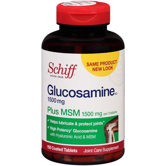 Schiff Joint Care Glucosamine HCl Plus MSM 1500 Mg Coated Tablets Vitamins & Supplements Pasteur Pharmacy