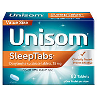 Unisom SleepTabs Nighttime Sleep Aid, 25mg Doxylamine Succinate, 80 Count Sleeping Aids Pasteur Pharmacy