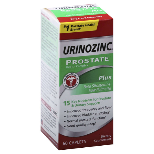 Urinozinc Prostate Plus with Beta-Sitosterol & Saw Palmetto – 60 Caplets Vitamins & Supplements Pasteur Pharmacy