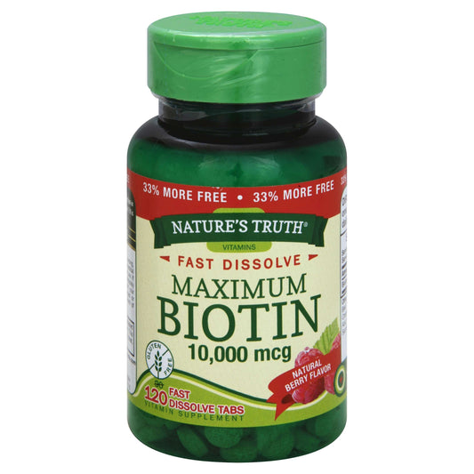 Nature's Truth Tablets Fast Dissolve Maximum Natural Berry Flavor 10,000 Mcg Biotin Vitamins & Supplements Pasteur Pharmacy