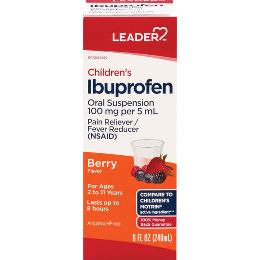 Leader Children’s Ibuprofen Oral Suspension, Berry Flavor, 8 fl oz - Compare to Children's Motrin® Medicine & Drugs Pasteur Pharmacy