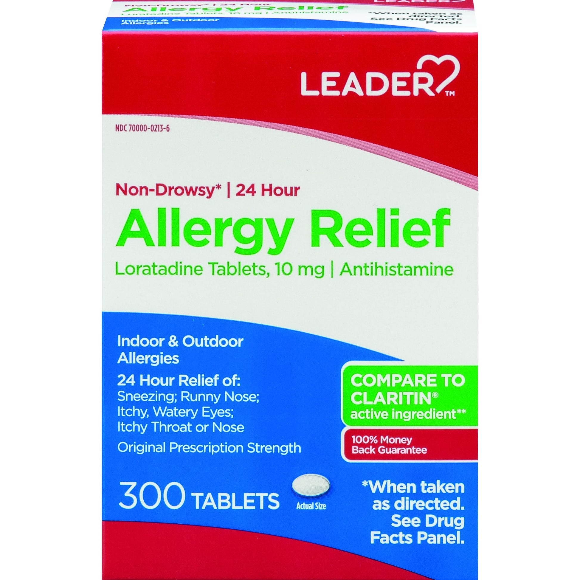 Leader 24-Hour Allergy Relief – Loratadine 10 mg – Non-Drowsy, 300 Tablets Medicine & Drugs Pasteur Pharmacy