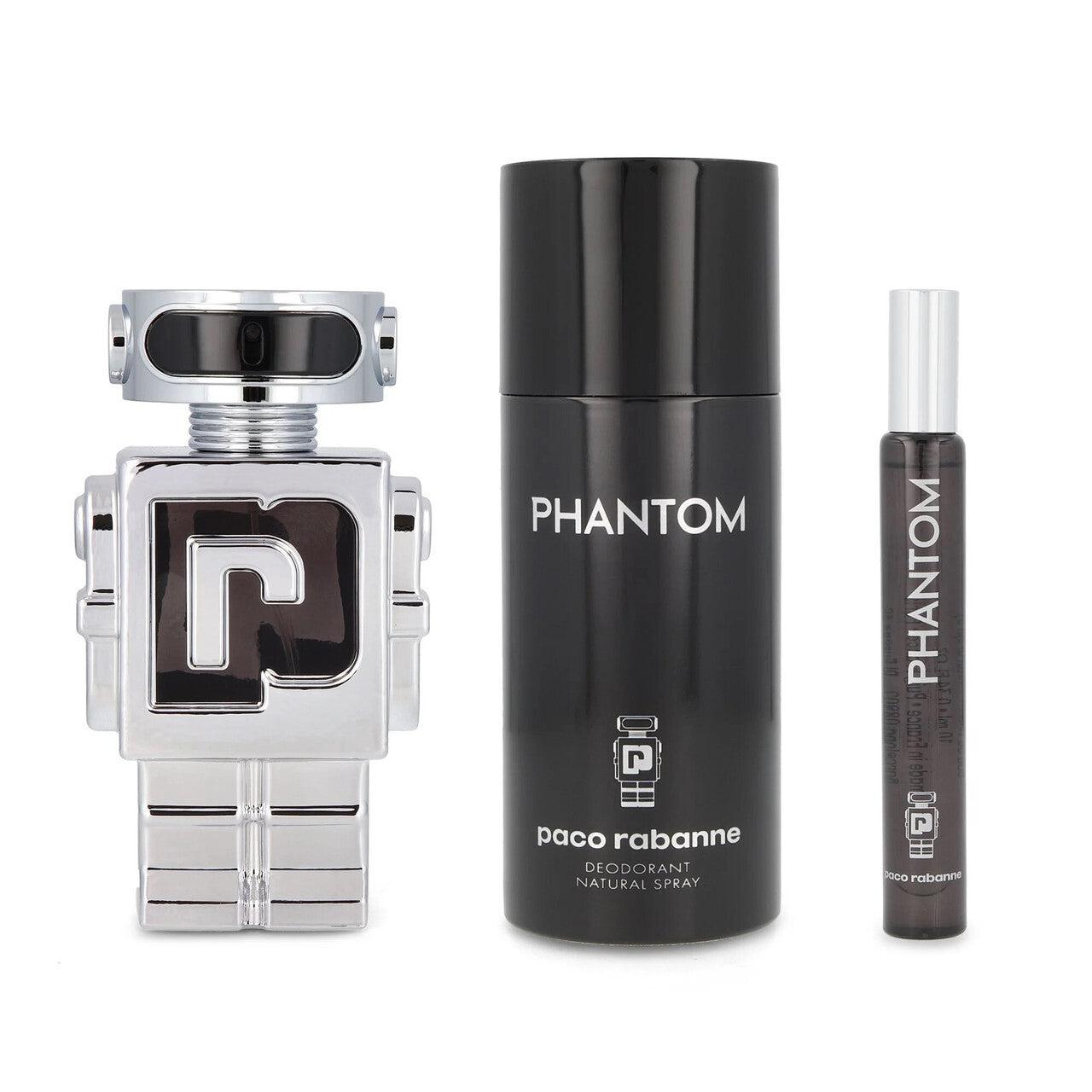 PACO RABANNE PHANTOM 3 PCS SET FOR MEN: 3.4 EAU DE TOILETTE SPRAY + 5.1 DEODORANT SPRAY + 0.34 EAU DE TOILETTE SPRAY Men Fragrant Nest