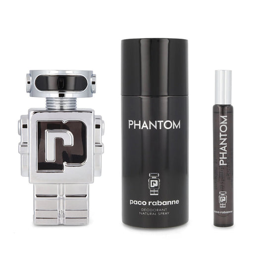 PACO RABANNE PHANTOM 3 PCS SET FOR MEN: 3.4 EAU DE TOILETTE SPRAY + 5.1 DEODORANT SPRAY + 0.34 EAU DE TOILETTE SPRAY Men Fragrant Nest