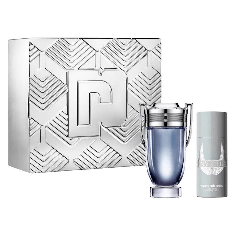 PACO RABANNE INVICTUS 2 PCS SET FOR MEN: 6.8 EAU DE TOILETTE SPRAY + 5.1 DEODORANT SPRAY MEN Fragrant Nest