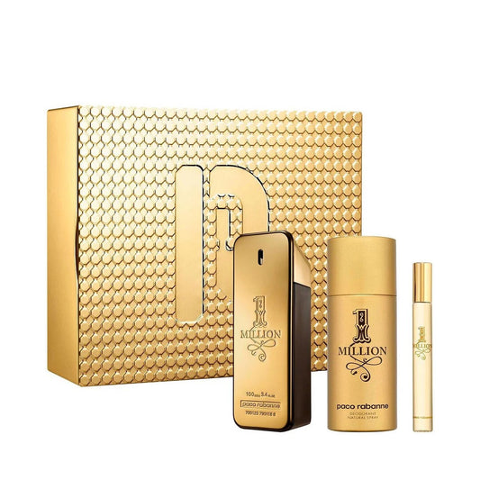 PACO RABANNE ONE MILLION 3 PCS SET FOR MEN: 3.4 EAU DE TOILETTE SPRAY + 5.1 DEODORANT SPRAY + 0.34 EAU DE TOILETTE SPRAY Men Fragrant Nest