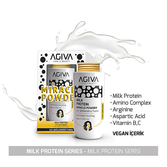 Polvo para peinar Agiva Milk Protein: polvo voluminizador para el cabello, absorbe la grasa, acabado mate para un cabello más grueso y con más volumen