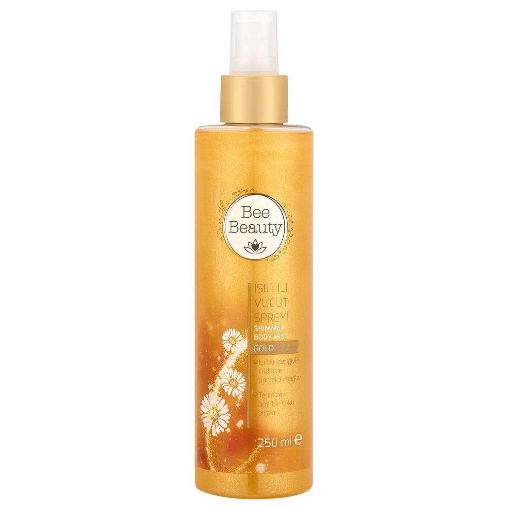 Spray corporal Bee Beauty Gold Shimmer para una luminosidad radiante 250 ml