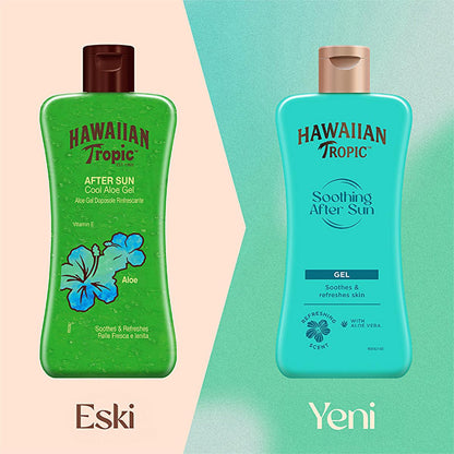 Gel para después del sol Hawaiian Tropic con aloe vera: alivio calmante para quemaduras solares, vegano y libre de crueldad animal, envase reciclado - 200 ml (6.76 fl oz)