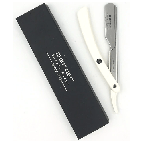 Parker PTW Push Type White Handle Straight Barber Razor Razor Pasteur Pharmacy