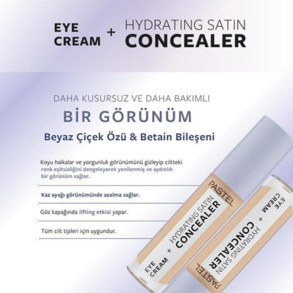 Anti-cernes et crème contour des yeux Pastel Makeup : correcteur hydratant au fini satiné et soin illuminateur 2-en-1 pour les cernes