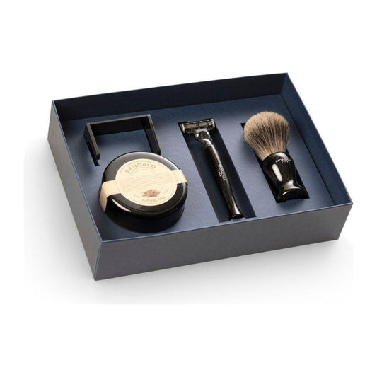 Mondial - 4-Piece Wet Shaving Set: 'Gibson' Ebony Resin With Bergamot & Neroli P/E-6 Shaving Set Pasteur Pharmacy