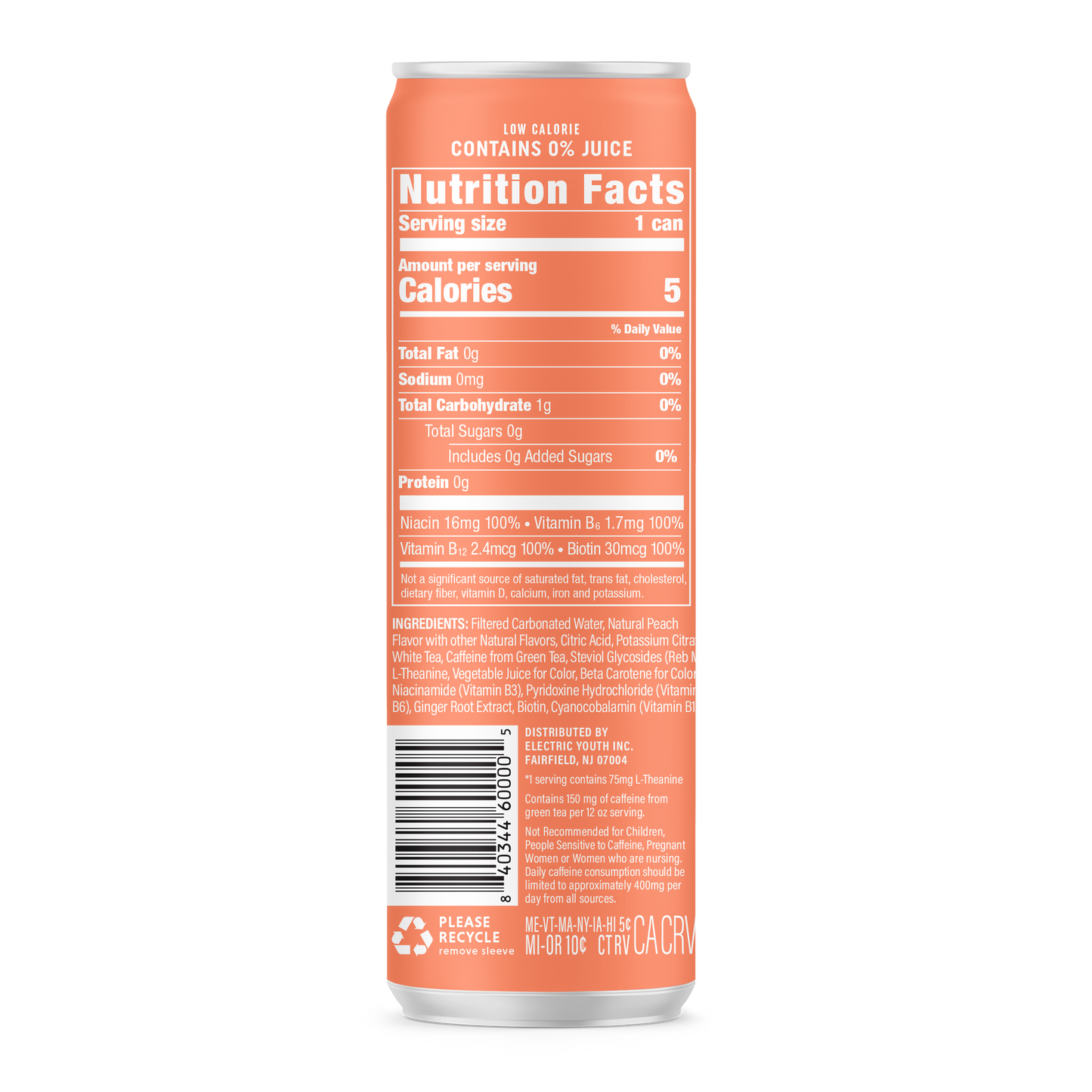 GORGIE Energy Drink - Sparkling Peach Tea - 12 Cans Pack Energy Drink GORGIE
