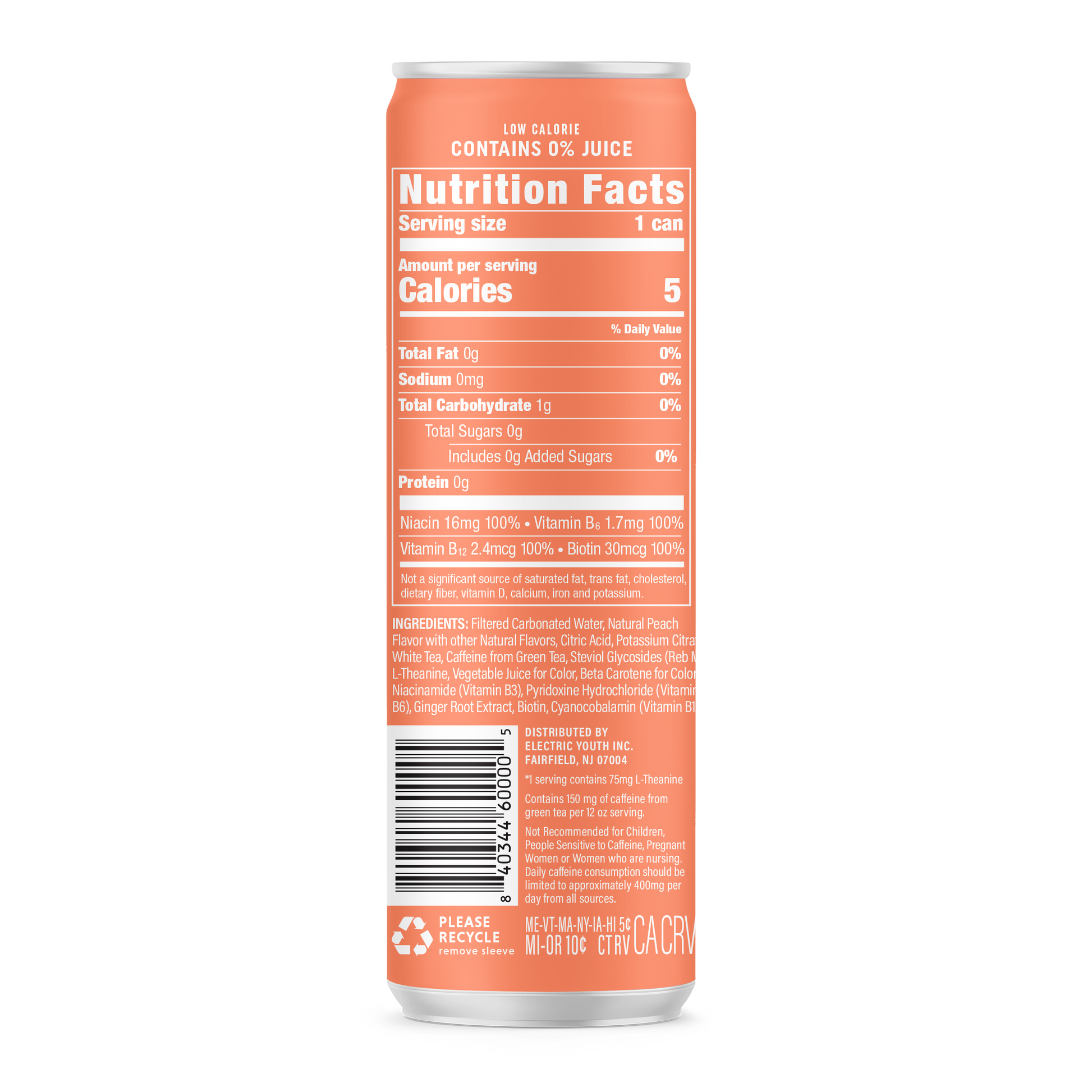 GORGIE Energy Drink - Sparkling Peach Tea - 12 Cans Pack Energy Drink GORGIE