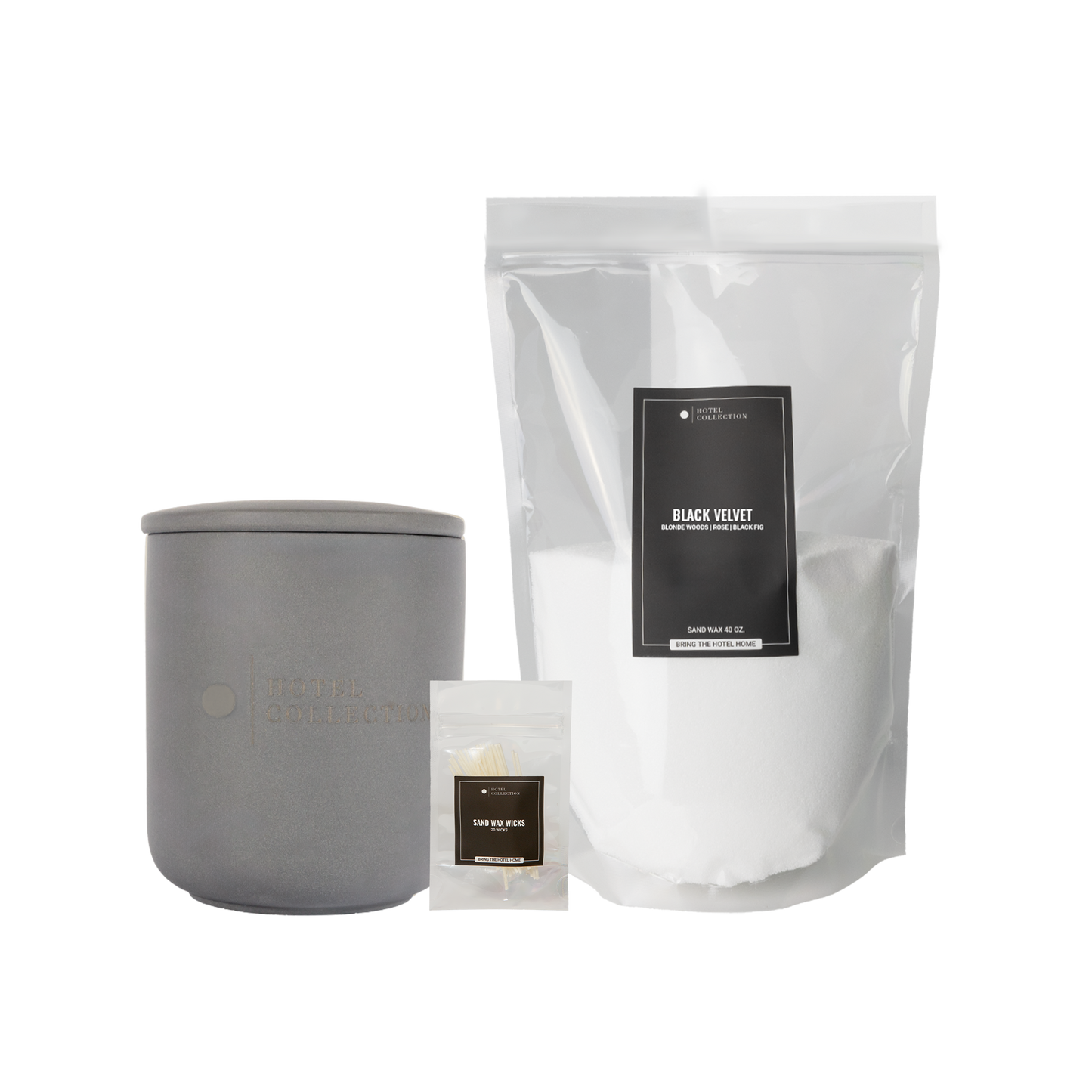 Hotel Collection Petite Ceramic Sand Wax Set Ceramic Sand Wax Candle Hotel Collection My Way Charcoal