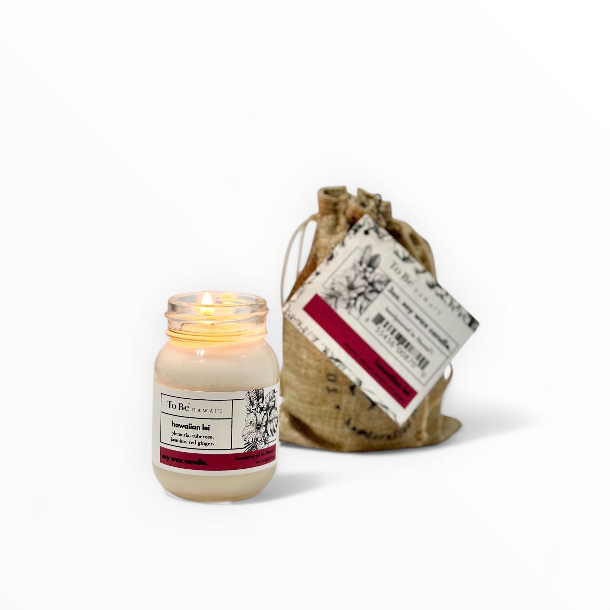 To Be Hawai'i Hawaiian Lei Soy Wax Candle Handmade Soy Candle To Be Hawai'i 3 oz. travel mason jar (20 hrs. of burn time)