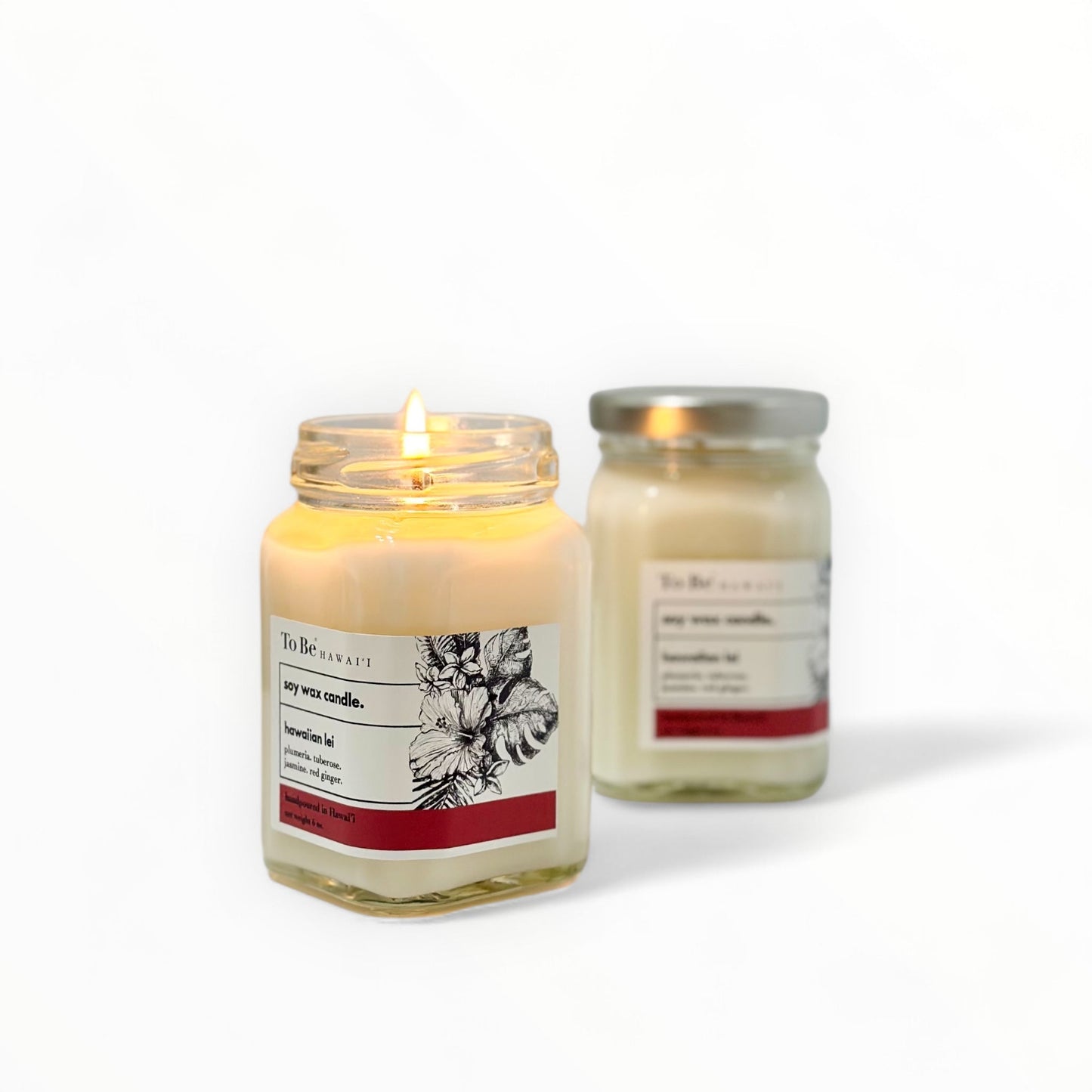 To Be Hawai'i Hawaiian Lei Soy Wax Candle Handmade Soy Candle To Be Hawai'i 6oz. Victorian glass jar (52 hrs. of burn time)