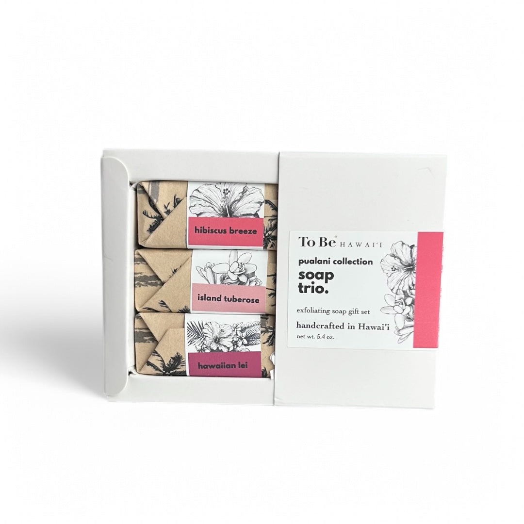 To Be Hawai'i Pualani Scents (floral) Exfoliating Bar Soap Trio Gift Sets To Be Hawai'i