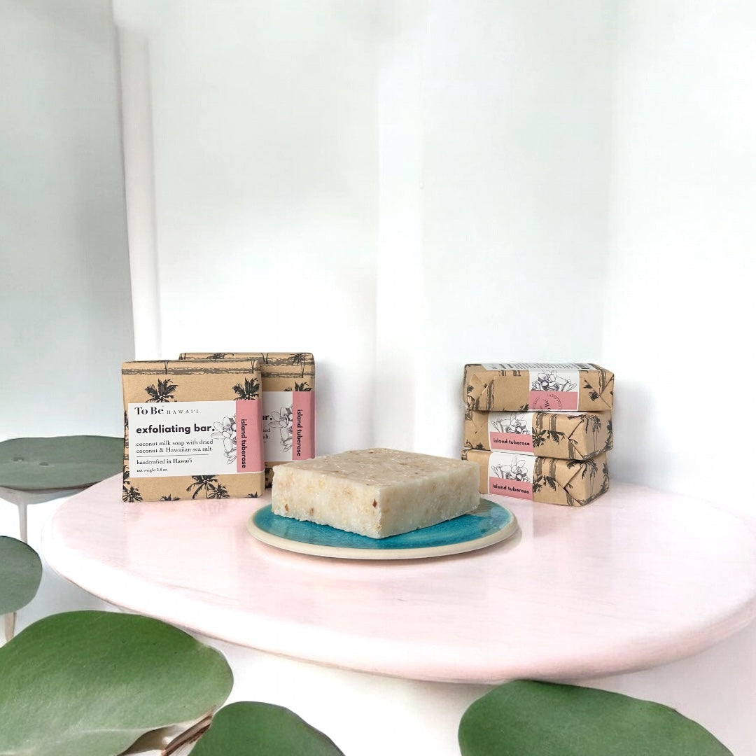 To Be Hawai'i Island Tuberose Exfoliating Soap Bar Handcrafted Soap To Be Hawai'i