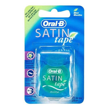 Seda dental con sabor a menta Oral-B Satin Tape para una limpieza interdental eficaz - 25 m