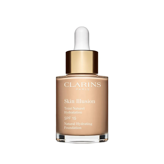 Clarins Skin Illusion SPF 15 Hydrating Liquid Foundation: Natural, Light Coverage, Sun Protection Shade 105