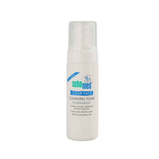 Espuma limpiadora Sebamed Clear Face - Limpiador facial suave y eficaz sin jabón para pieles con tendencia acnéica | Eliminación de sebo y suciedad (150 ml)