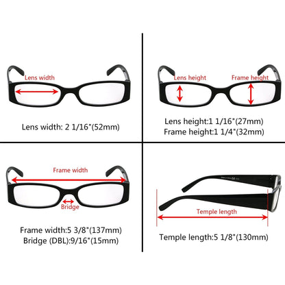 5 Pack Rectangle Stylish Reading Glasses R040-A Eyeglasses Pasteur Pharmacy