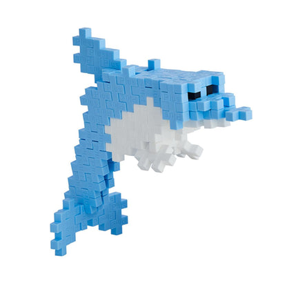 Plus Plus Construction Toy, Dolphin 100 Piece Set - Reusable Building Blocks for Creative Play