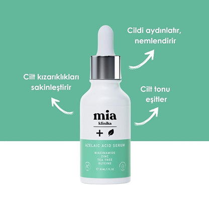 Sérum de ácido azelaico Mia Klinika: tratamiento para el acné, imperfecciones e hiperpigmentación | Con aceite de árbol de té y zinc | Reduce el enrojecimiento y unifica el tono de la piel