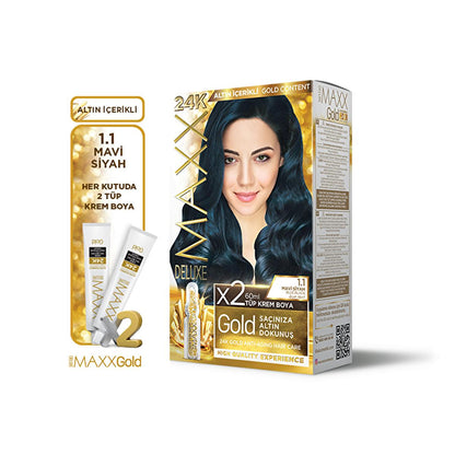 Coloration capillaire Maxx Deluxe Golden Beauty 24K – Couleur éclatante et nourrissante à l'huile d'avocat et particules d'or