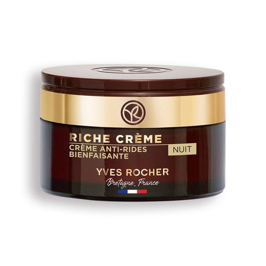 Yves Rocher Night Cream - Riche Creme Anti-Aging Night Cream for Dry Skin with 1000 Rose Oil