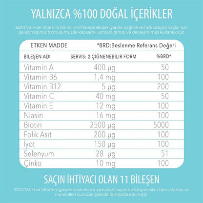 Vitaminas para el cabello Sovital - Gomitas veganas | 60 unidades
