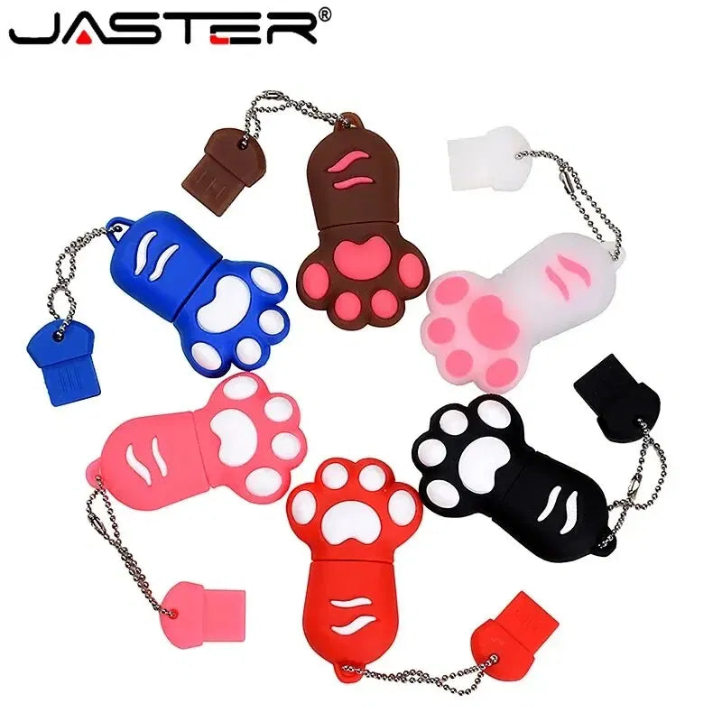Capacity: 32GB, Color: Black - JASTER Cute Cat Claw USB Flash Drive 64GB Cartoon Memory Stick 32GB Creative Gift Pen Drive 16GB Pink Silicone External Storage