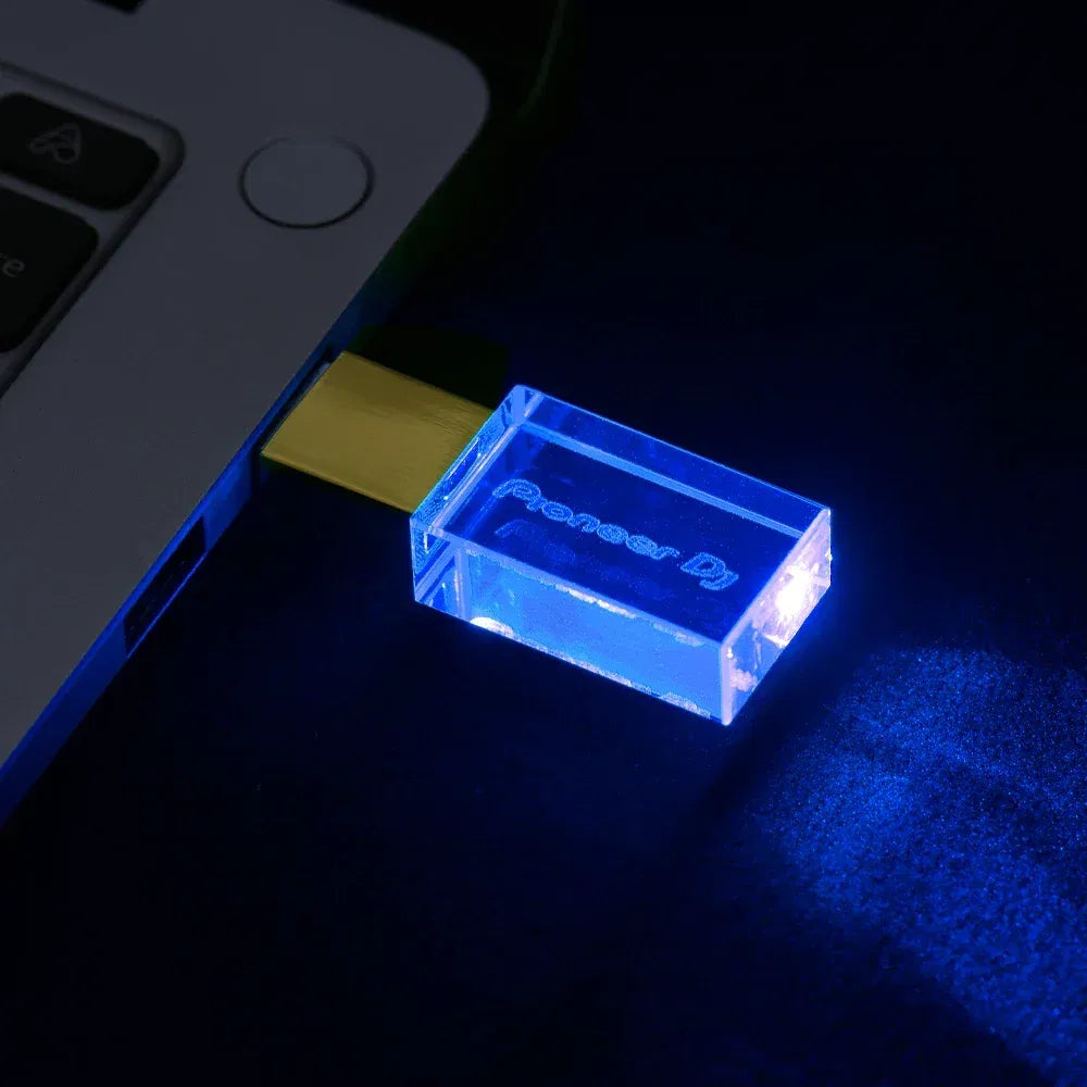 Color: Red, Capacity: 8 GB - JASTER Luminous USB drive Gold Lid Crystal USB Flash Drive 128GB Pendrive 64GB Colorful LED Memory Stick 16GB with Pioneer DJ