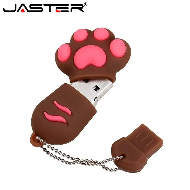 Capacity: 64GB, Color: Black - JASTER Cute Cat Claw USB Flash Drive 64GB Cartoon Memory Stick 32GB Creative Gift Pen Drive 16GB Pink Silicone External Storage