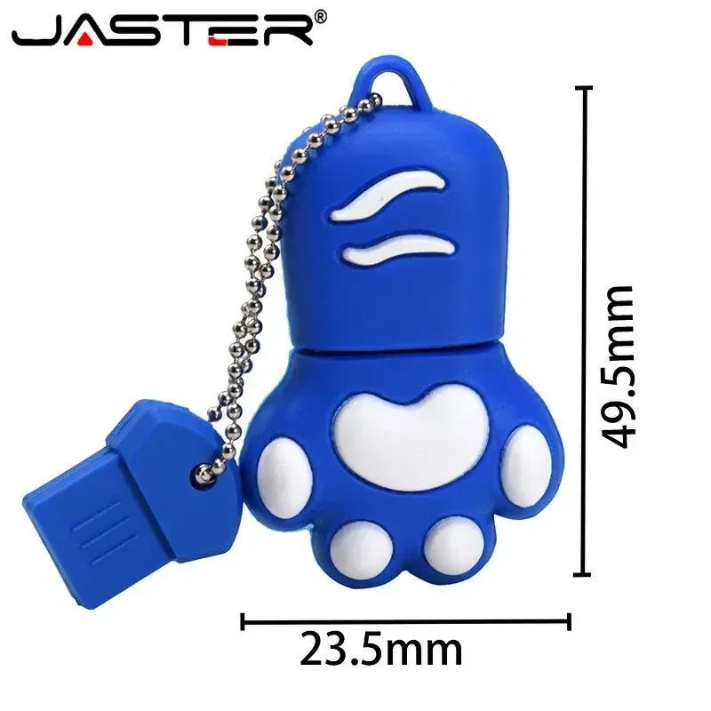 Capacity: 64GB, Color: Black - JASTER Cute Cat Claw USB Flash Drive 64GB Cartoon Memory Stick 32GB Creative Gift Pen Drive 16GB Pink Silicone External Storage