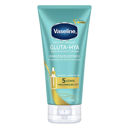 Lait corporel Vaseline Gluta-Hya Smooth : illumine, lisse et hydrate les peaux sèches | Niacinamide, AHA, BHA, PHA, Acide hyaluronique - Formule non grasse