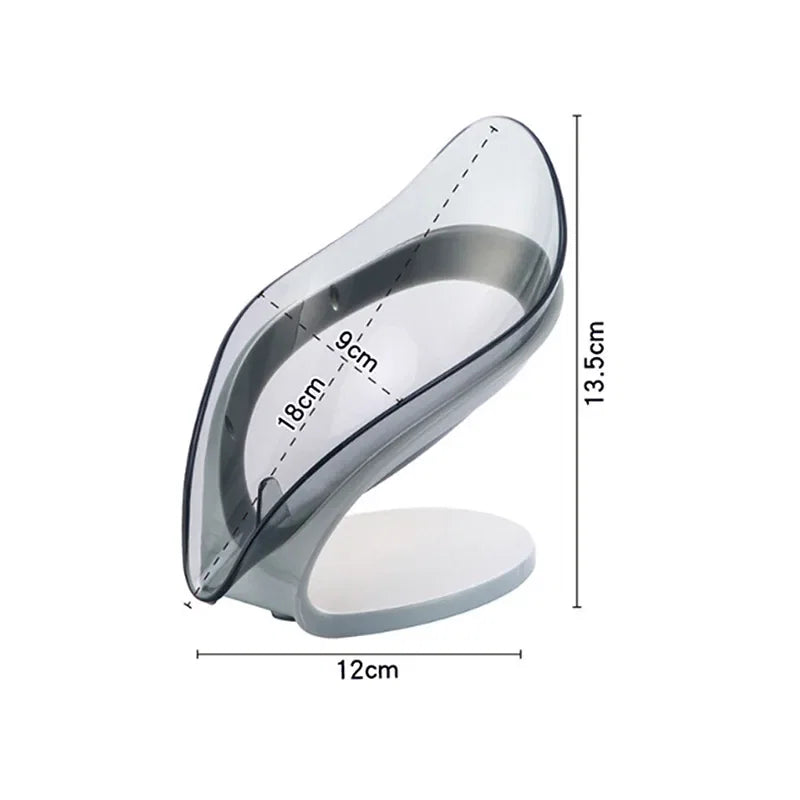 Color: plum - Bathroom Soap Holder Leaf Shape Dish Soap Kitchen Sponge Soap Box Storage Non-slip Drain Soap Case Container Bathroom accessorie