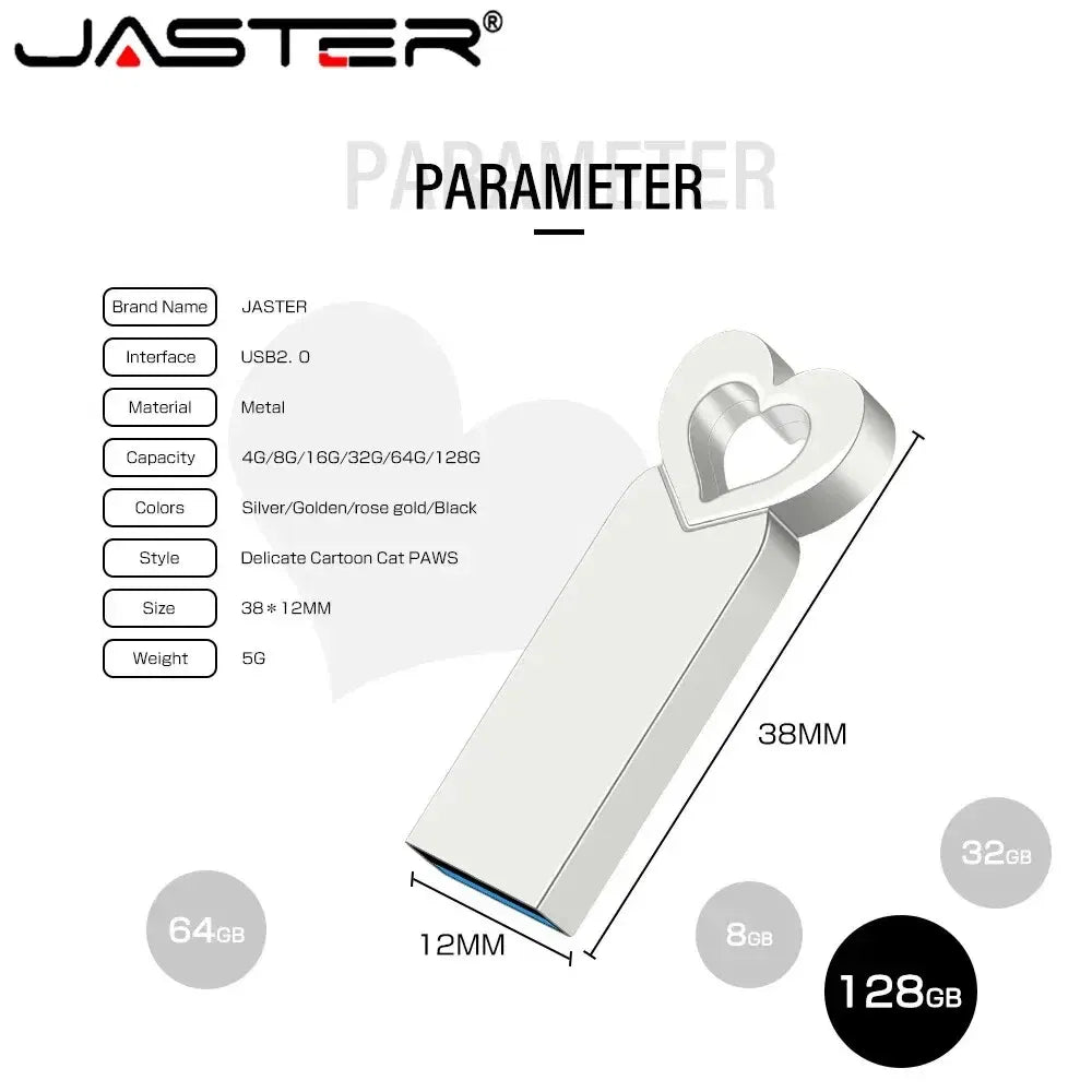 Capacity: 32GB, Color: Black - Mini Metal Heart Shaped USB Flash Drive 64GB Black Portable Pen Drive 32GB High Speed Memory Stick 16GB Waterproof USB Stick