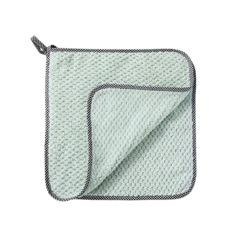Color: Orange - Kitchen Daily Dish Towel Cloth Kitchen Rag Non-stick Oil Thickened Table Cleaning Cloth Double-layer Absorbent Microfiber